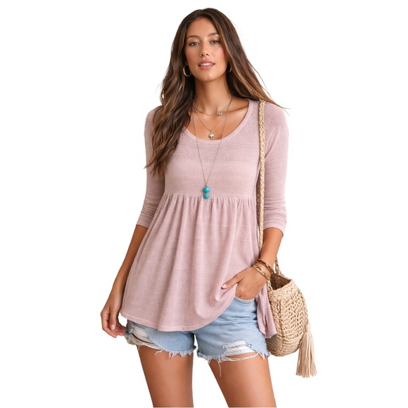 American Eagle Outfitters Tops - American Eagle Soft Knit Babydoll Tunic Top Blush‎ Pink Small